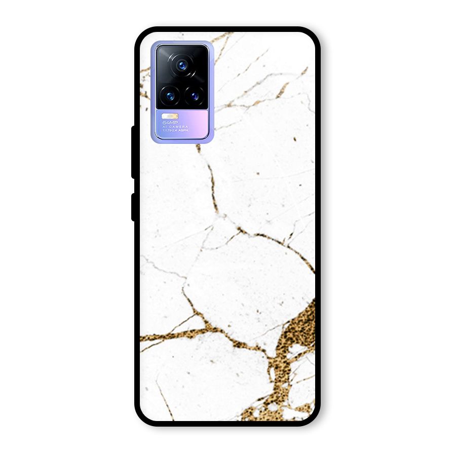 White and Gold Design Glass Back Case for Vivo Y73