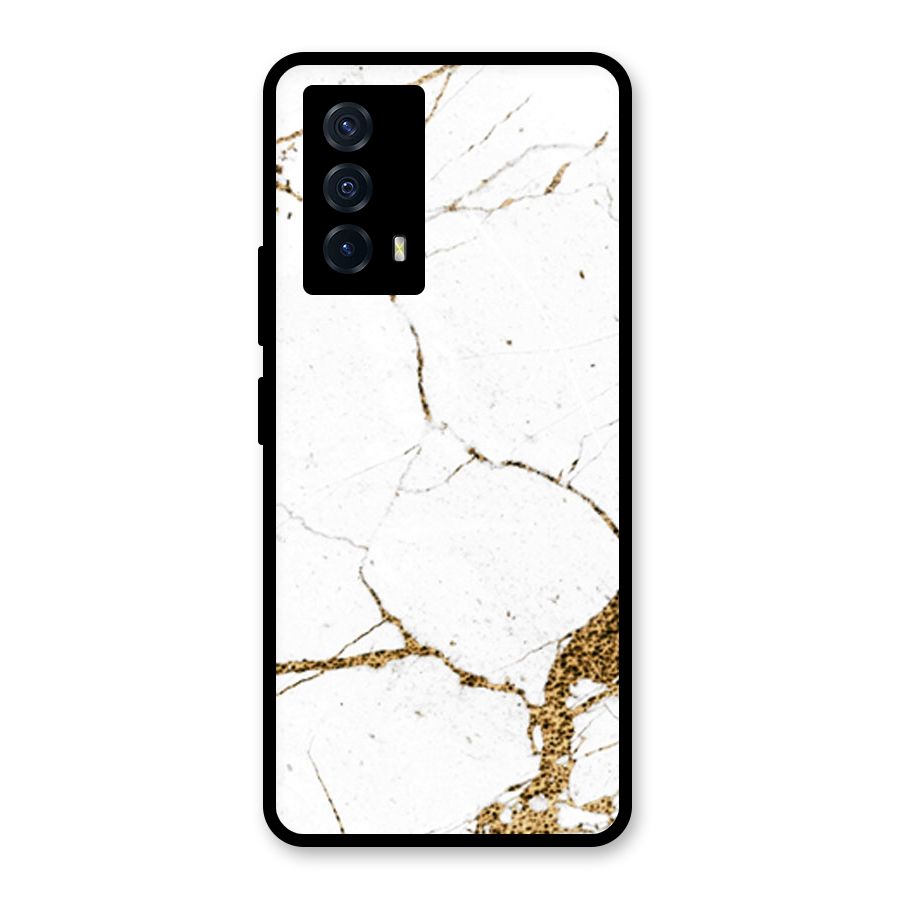 White and Gold Design Glass Back Case for Vivo iQOO Z5
