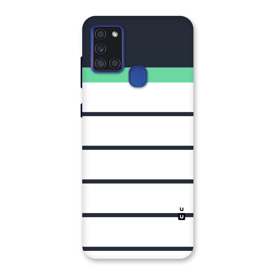 White and Simple Stripes Back Case for Galaxy A21s