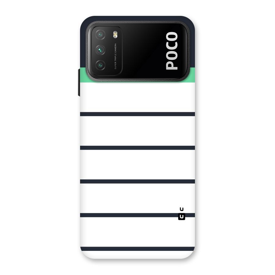 White and Simple Stripes Back Case for Poco M3