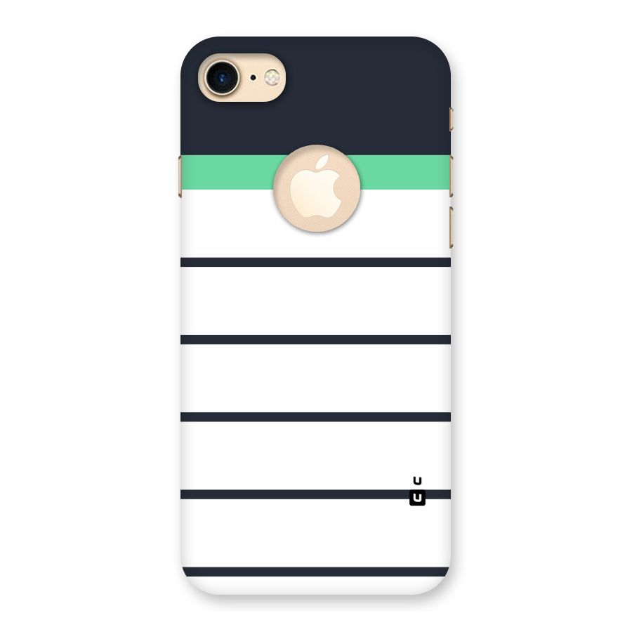White and Simple Stripes Back Case for iPhone 7 Logo Cut