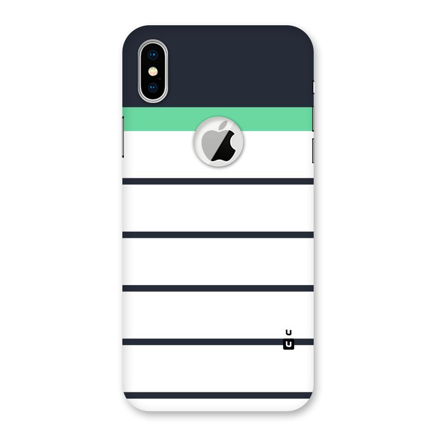 White and Simple Stripes Back Case for iPhone XS Logo Cut