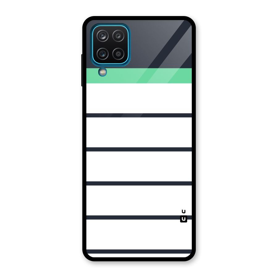 White and Simple Stripes Glass Back Case for Galaxy A12