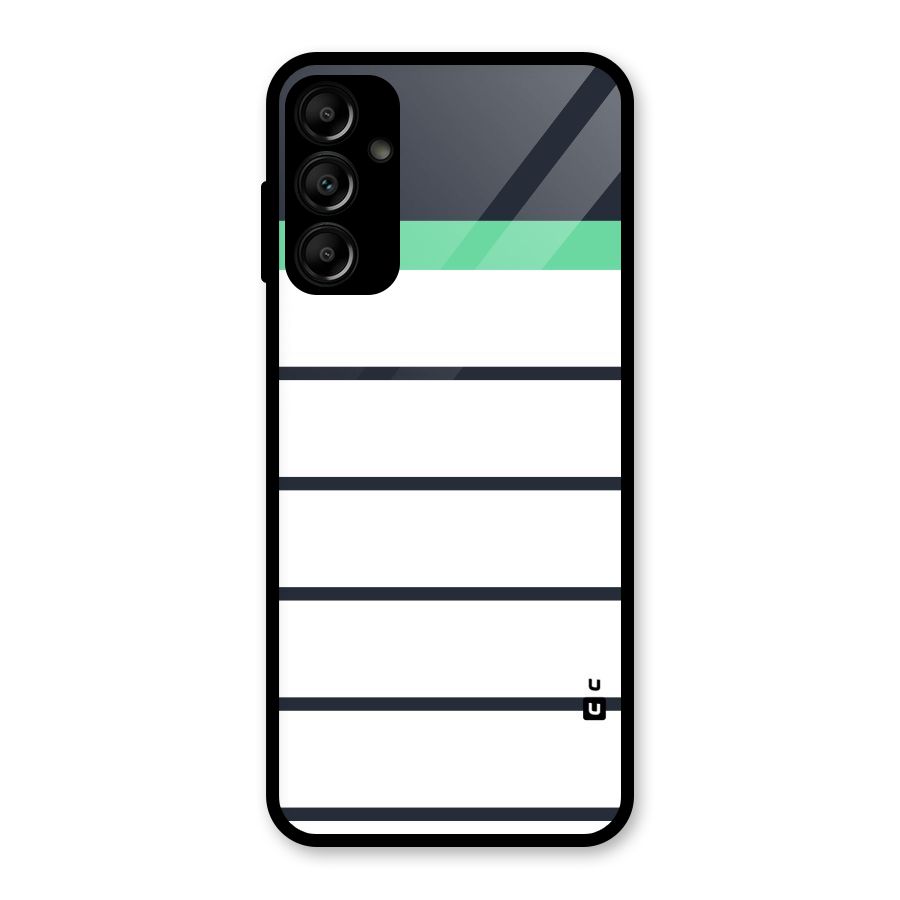 White and Simple Stripes Glass Back Case for Galaxy A14 5G