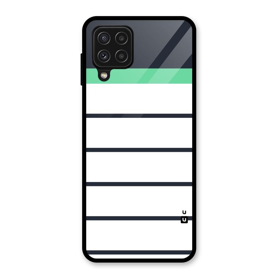White and Simple Stripes Glass Back Case for Galaxy A22 4G