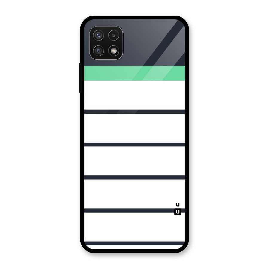 White and Simple Stripes Glass Back Case for Galaxy A22 5G