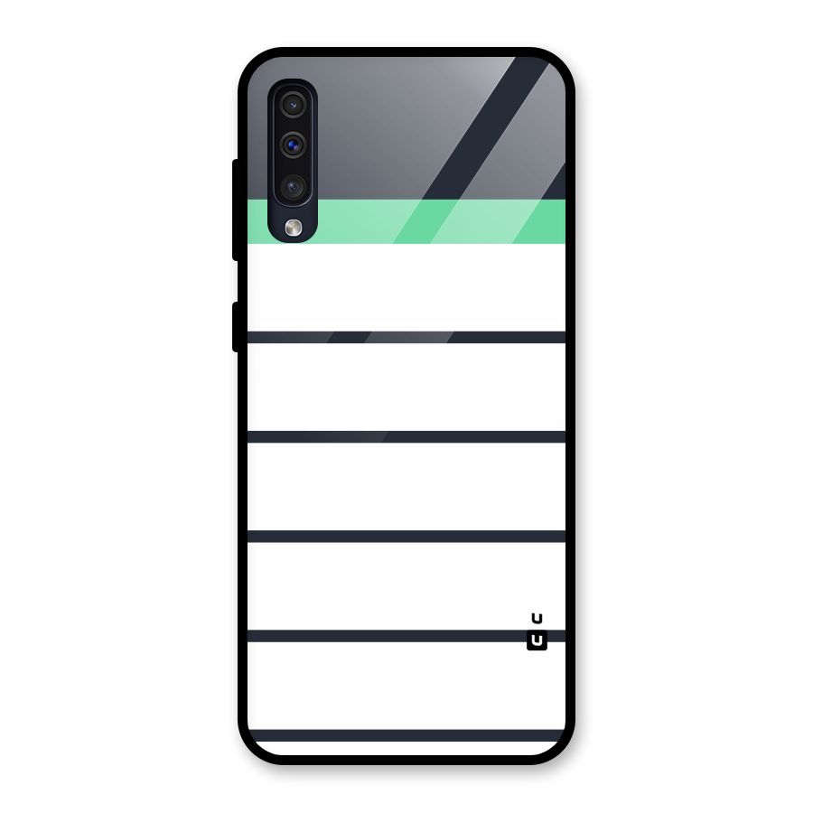 White and Simple Stripes Glass Back Case for Galaxy A30s