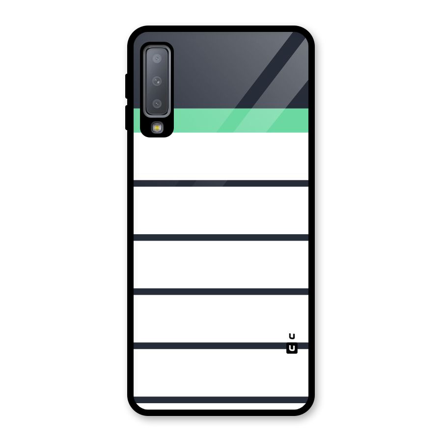 White and Simple Stripes Glass Back Case for Galaxy A7 (2018)