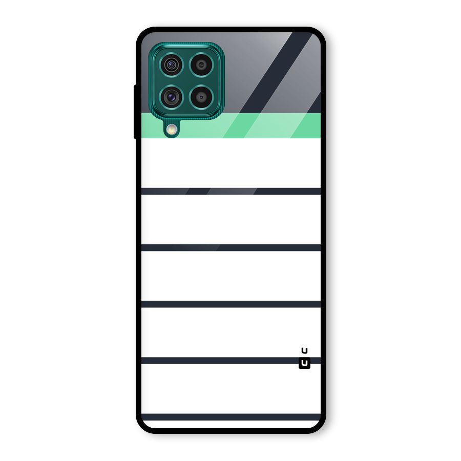 White and Simple Stripes Glass Back Case for Galaxy F62