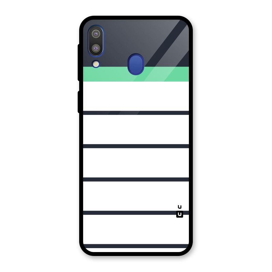 White and Simple Stripes Glass Back Case for Galaxy M20