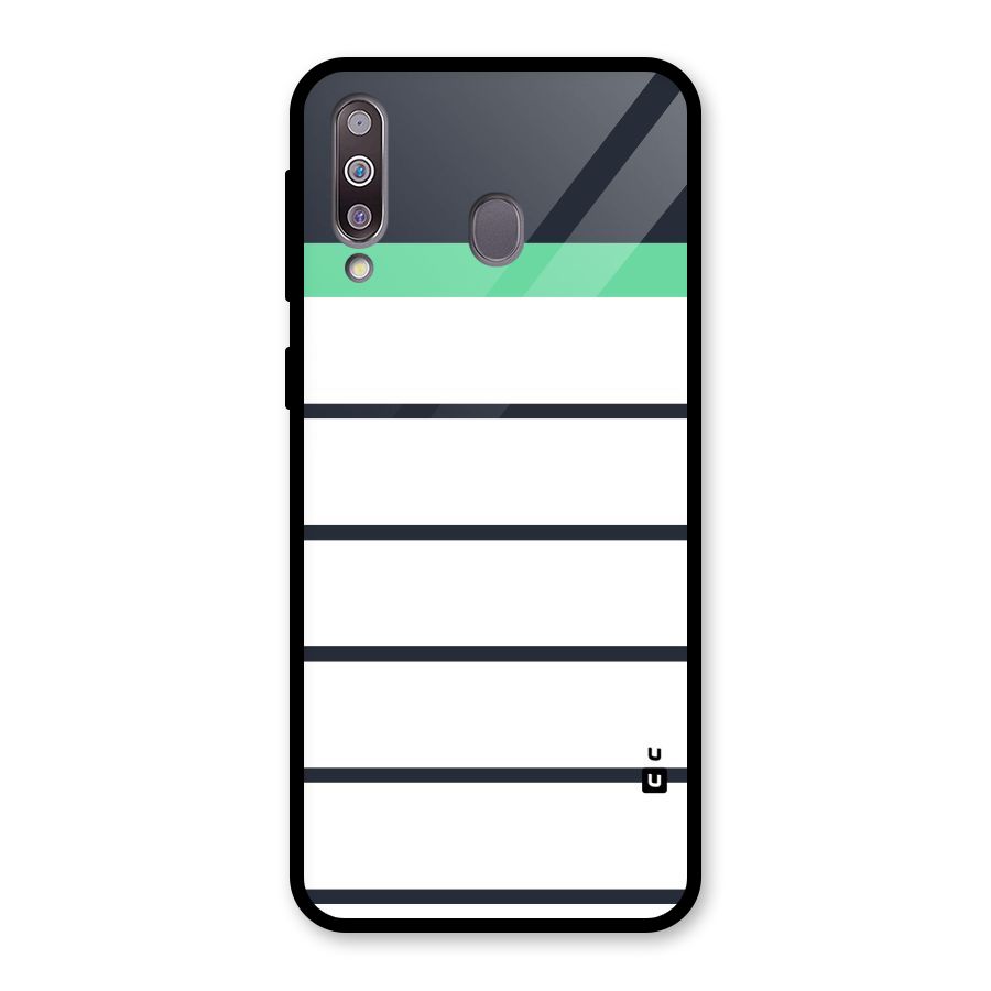 White and Simple Stripes Glass Back Case for Galaxy M30