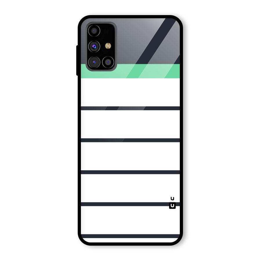 White and Simple Stripes Glass Back Case for Galaxy M31s