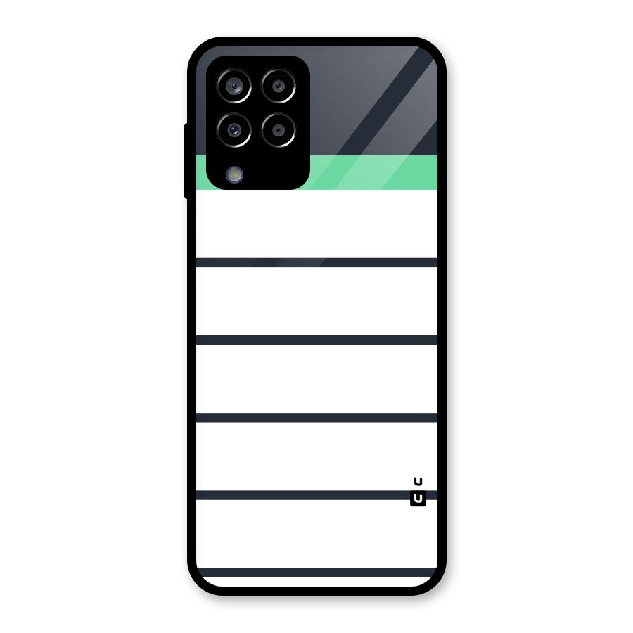 White and Simple Stripes Glass Back Case for Galaxy M33
