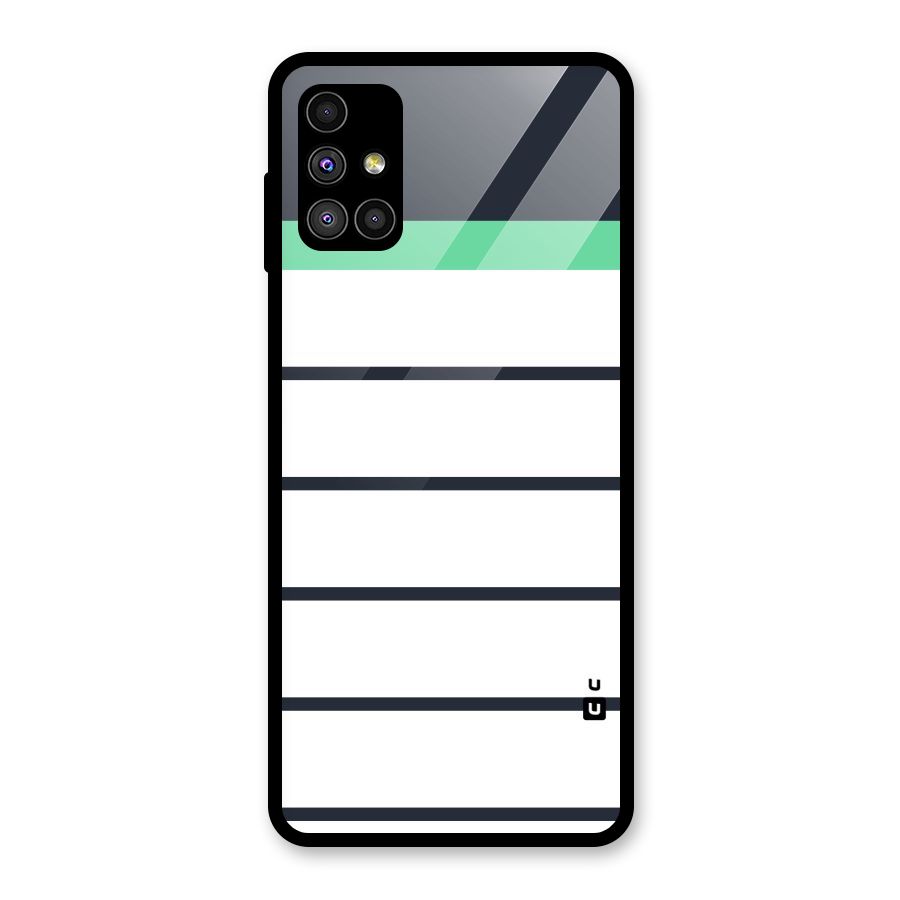 White and Simple Stripes Glass Back Case for Galaxy M51