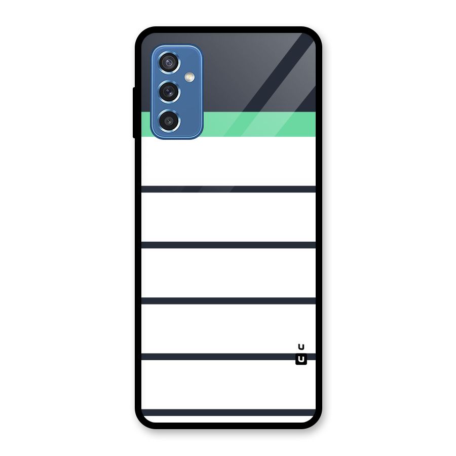 White and Simple Stripes Glass Back Case for Galaxy M52 5G