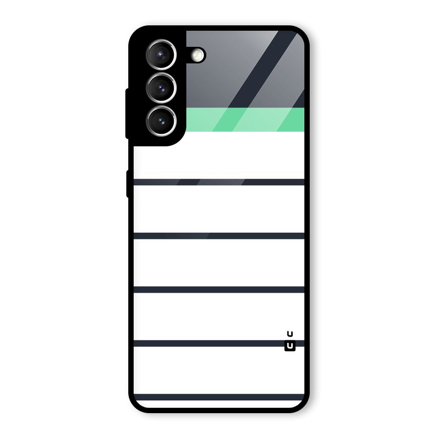 White and Simple Stripes Glass Back Case for Galaxy S21 5G