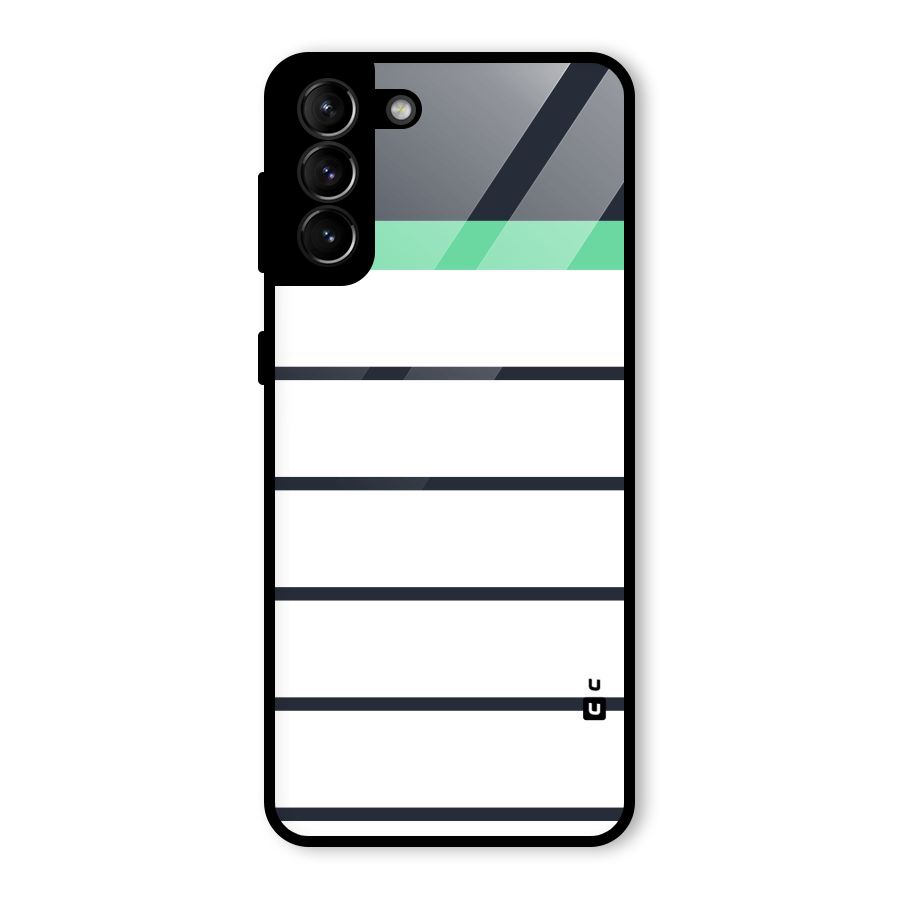 White and Simple Stripes Glass Back Case for Galaxy S21 Plus