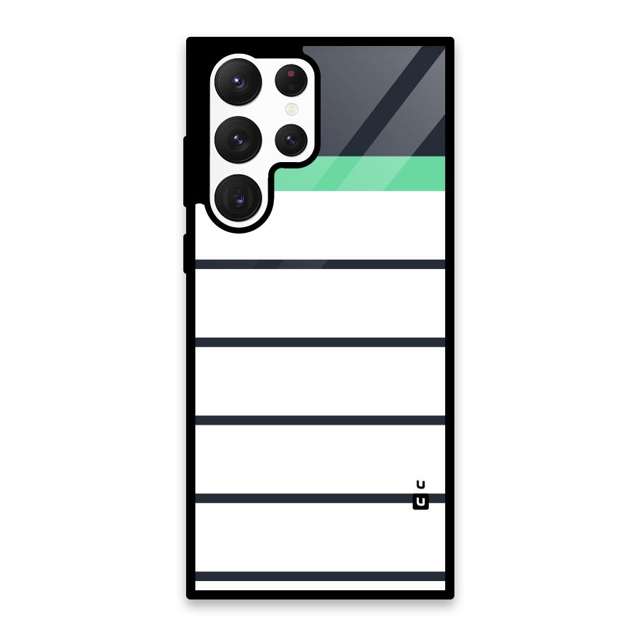 White and Simple Stripes Glass Back Case for Galaxy S22 Ultra 5G