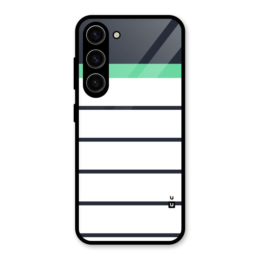 White and Simple Stripes Glass Back Case for Galaxy S23