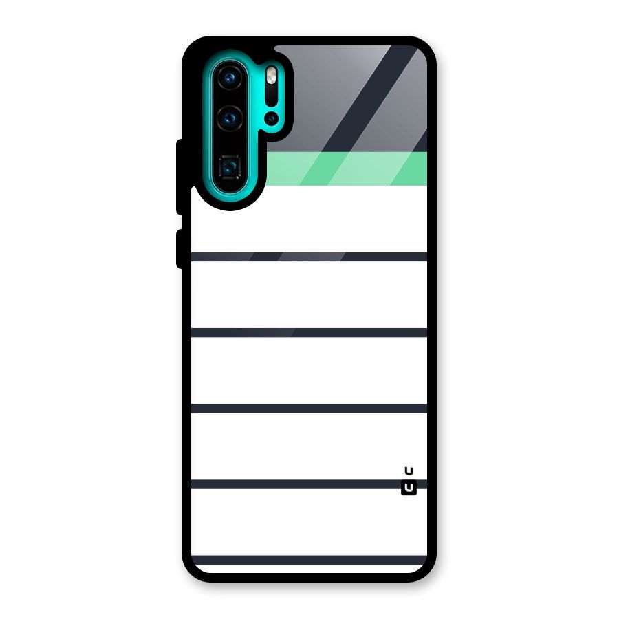 White and Simple Stripes Glass Back Case for Huawei P30 Pro