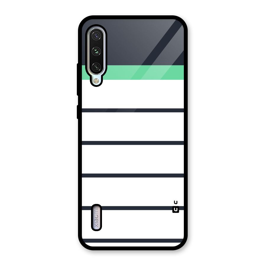 White and Simple Stripes Glass Back Case for Mi A3