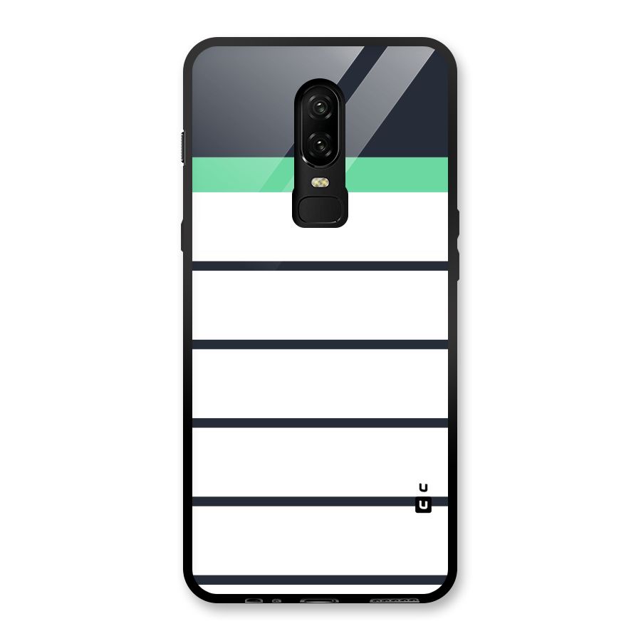 White and Simple Stripes Glass Back Case for OnePlus 6