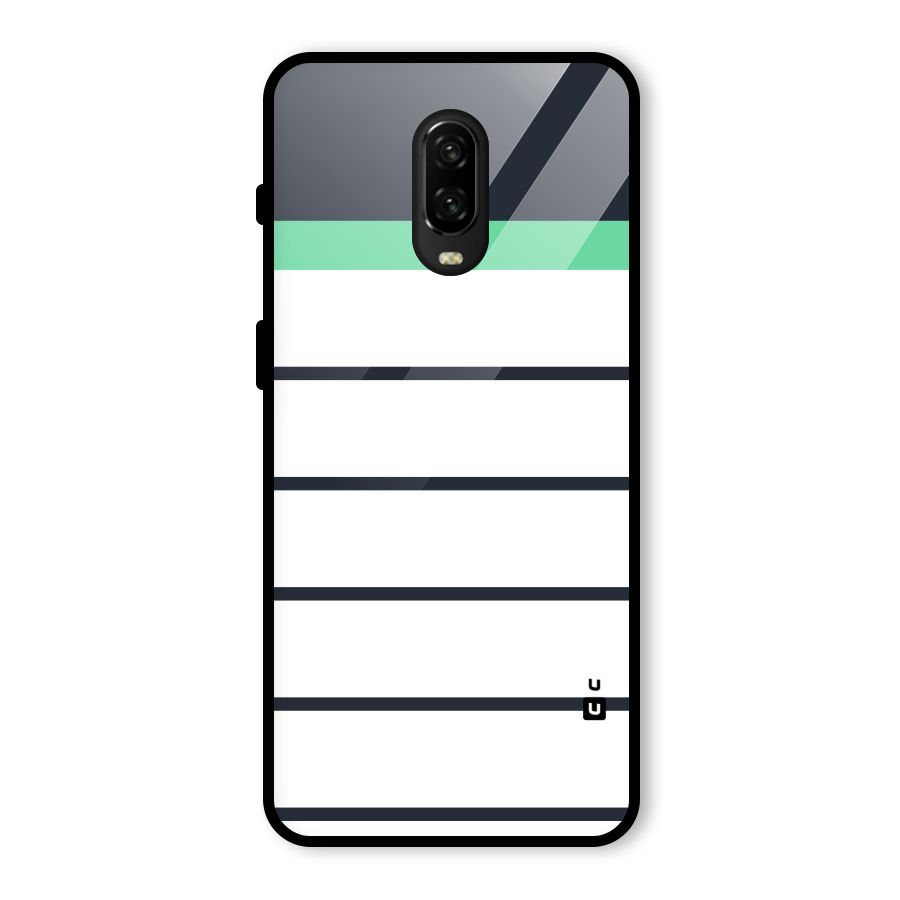White and Simple Stripes Glass Back Case for OnePlus 6T