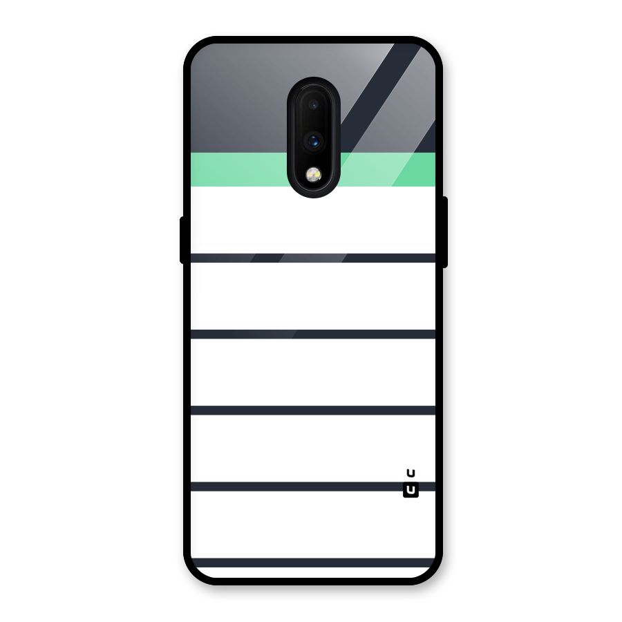 White and Simple Stripes Glass Back Case for OnePlus 7