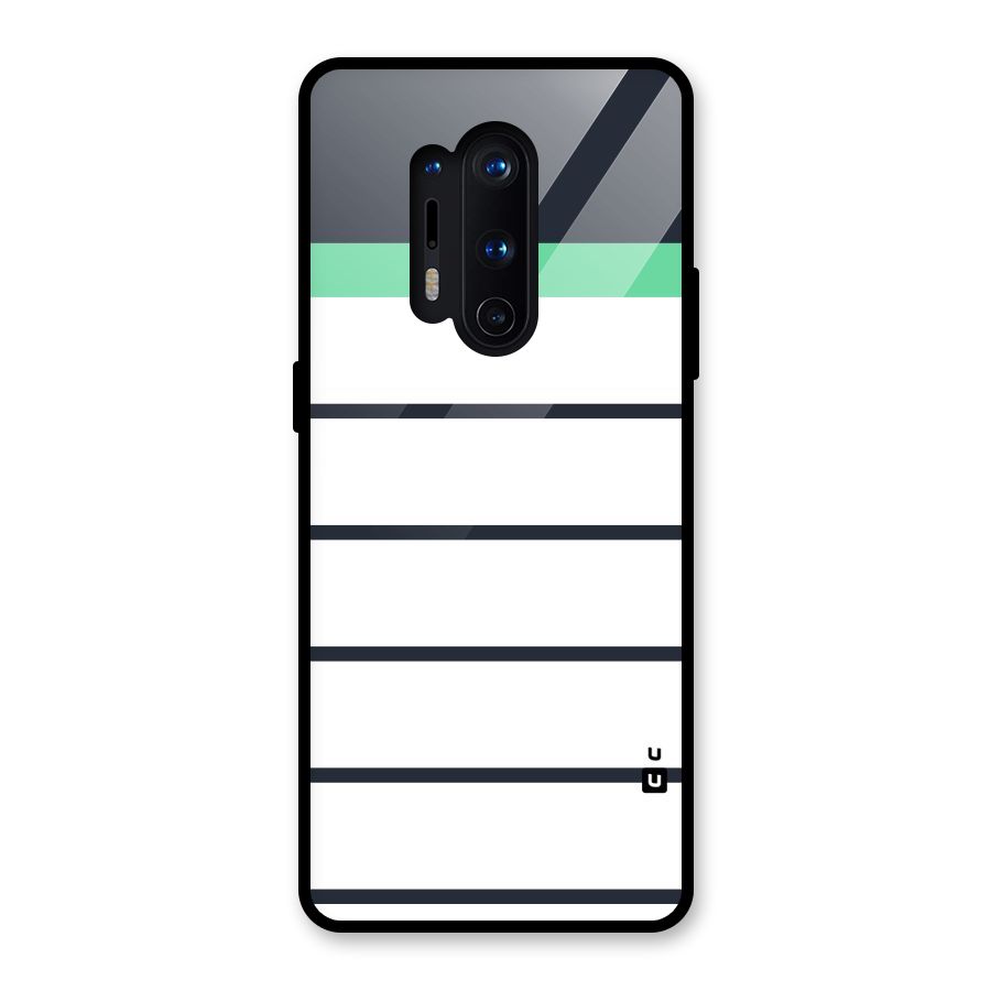 White and Simple Stripes Glass Back Case for OnePlus 8 Pro