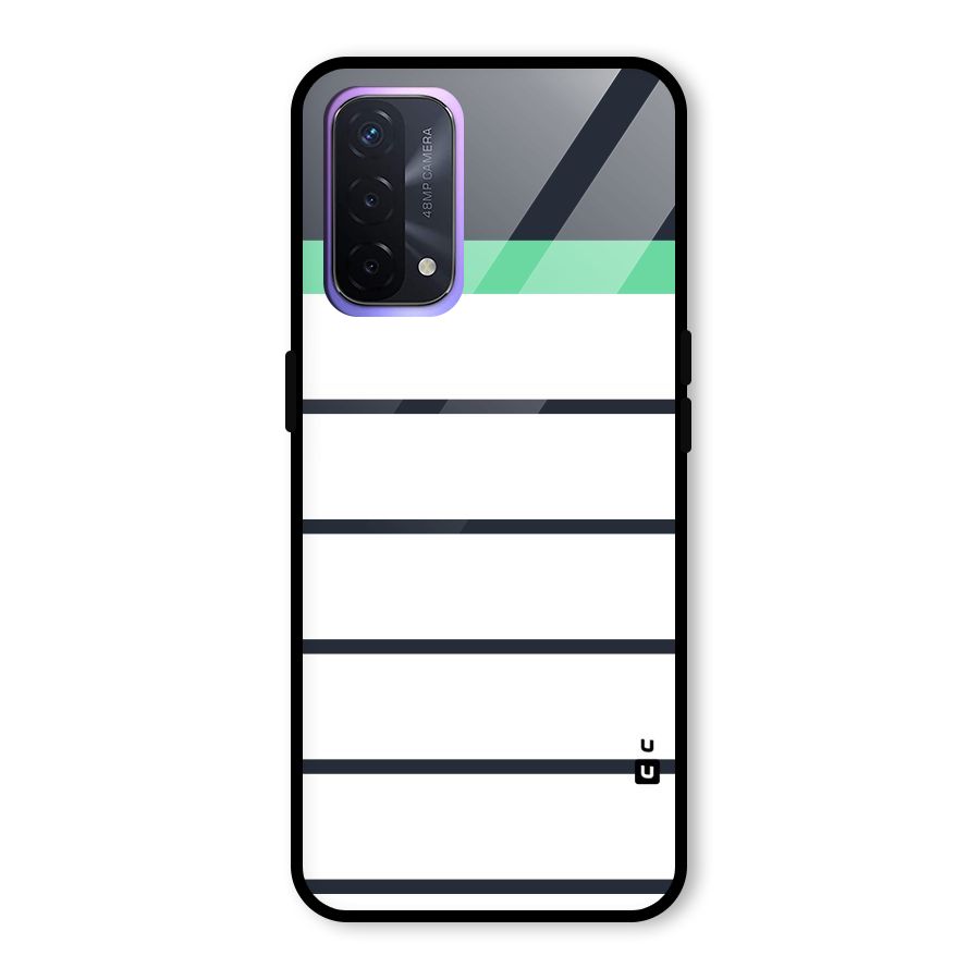 White and Simple Stripes Glass Back Case for Oppo A74 5G