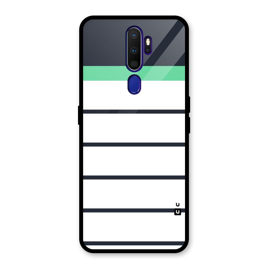 White and Simple Stripes Glass Back Case for Oppo A9 (2020)