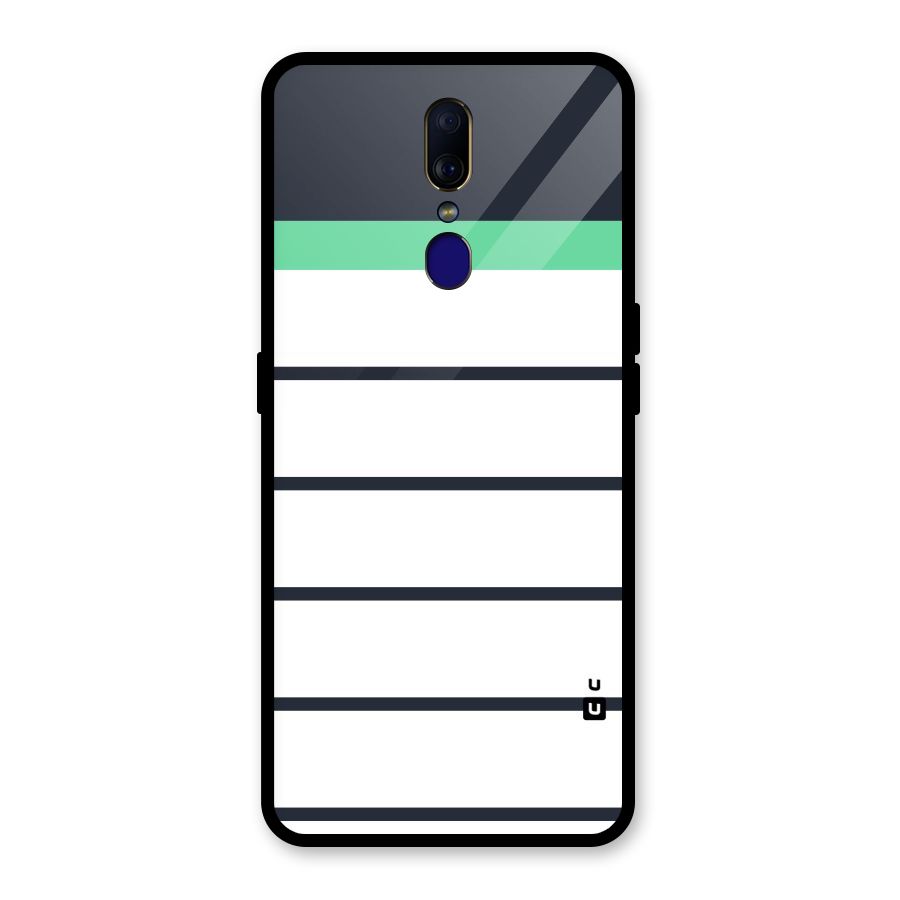White and Simple Stripes Glass Back Case for Oppo F11
