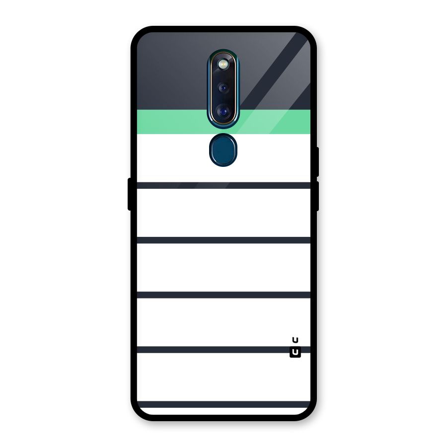 White and Simple Stripes Glass Back Case for Oppo F11 Pro