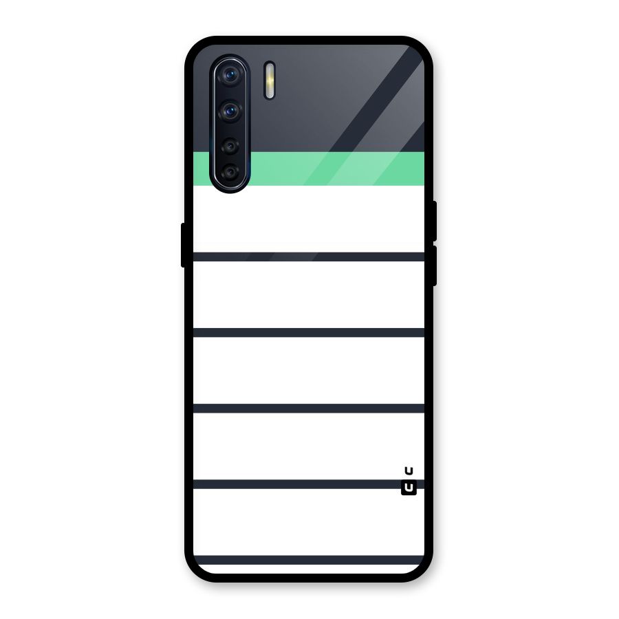 White and Simple Stripes Glass Back Case for Oppo F15