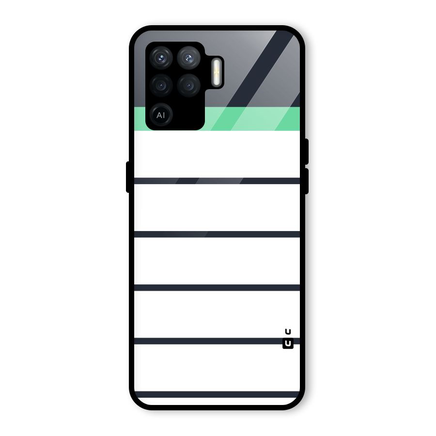 White and Simple Stripes Glass Back Case for Oppo F19 Pro