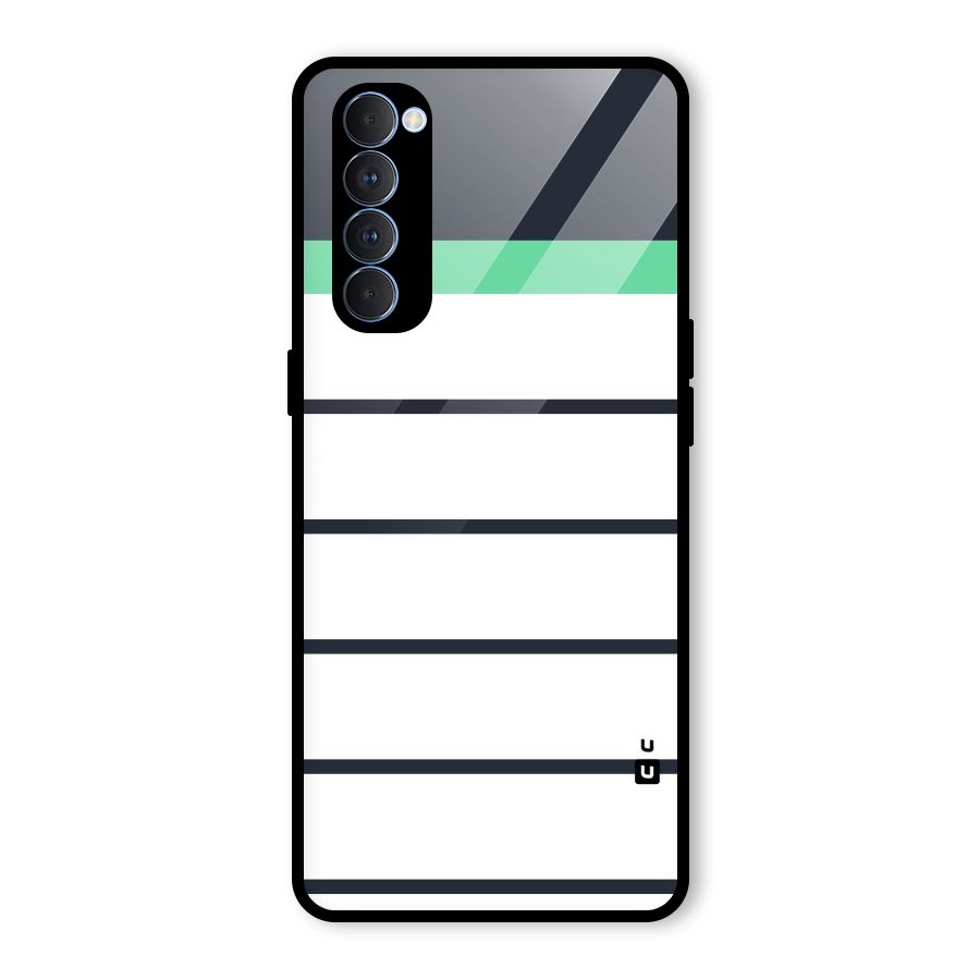 White and Simple Stripes Glass Back Case for Oppo Reno4 Pro