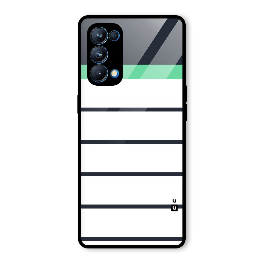 White and Simple Stripes Glass Back Case for Oppo Reno5 Pro 5G