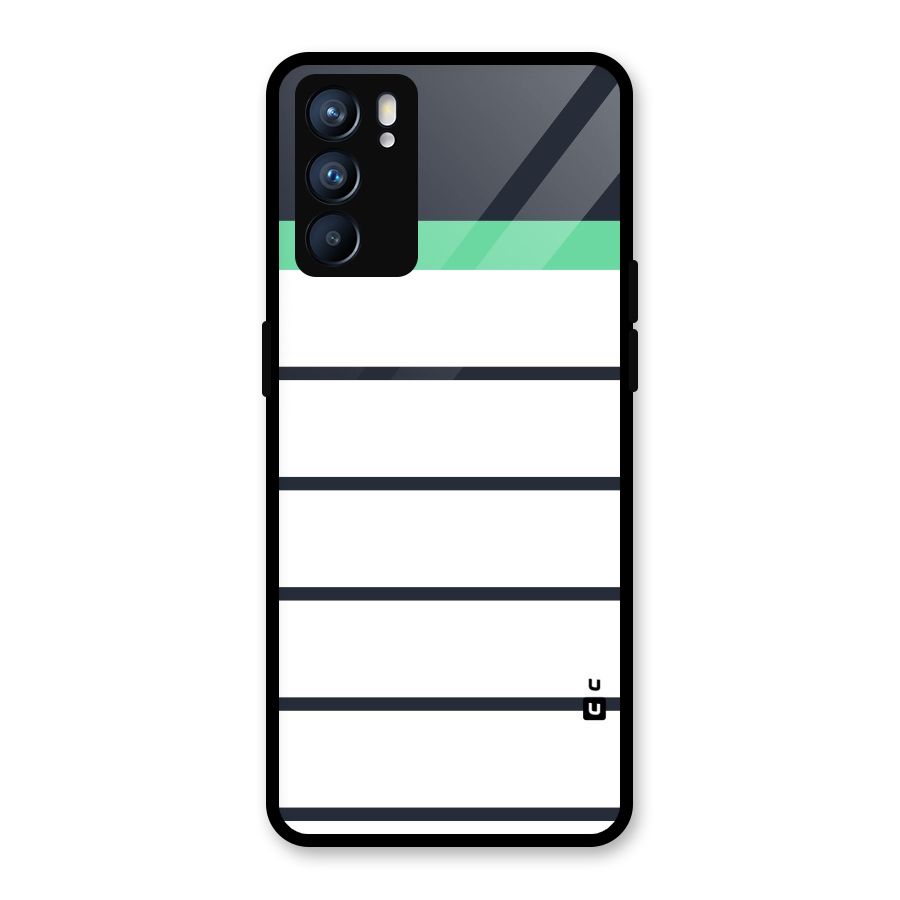 White and Simple Stripes Glass Back Case for Oppo Reno6 5G