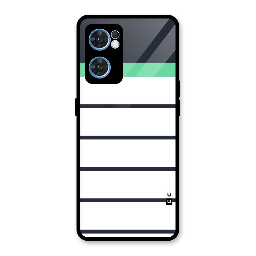 White and Simple Stripes Glass Back Case for Oppo Reno7 5G