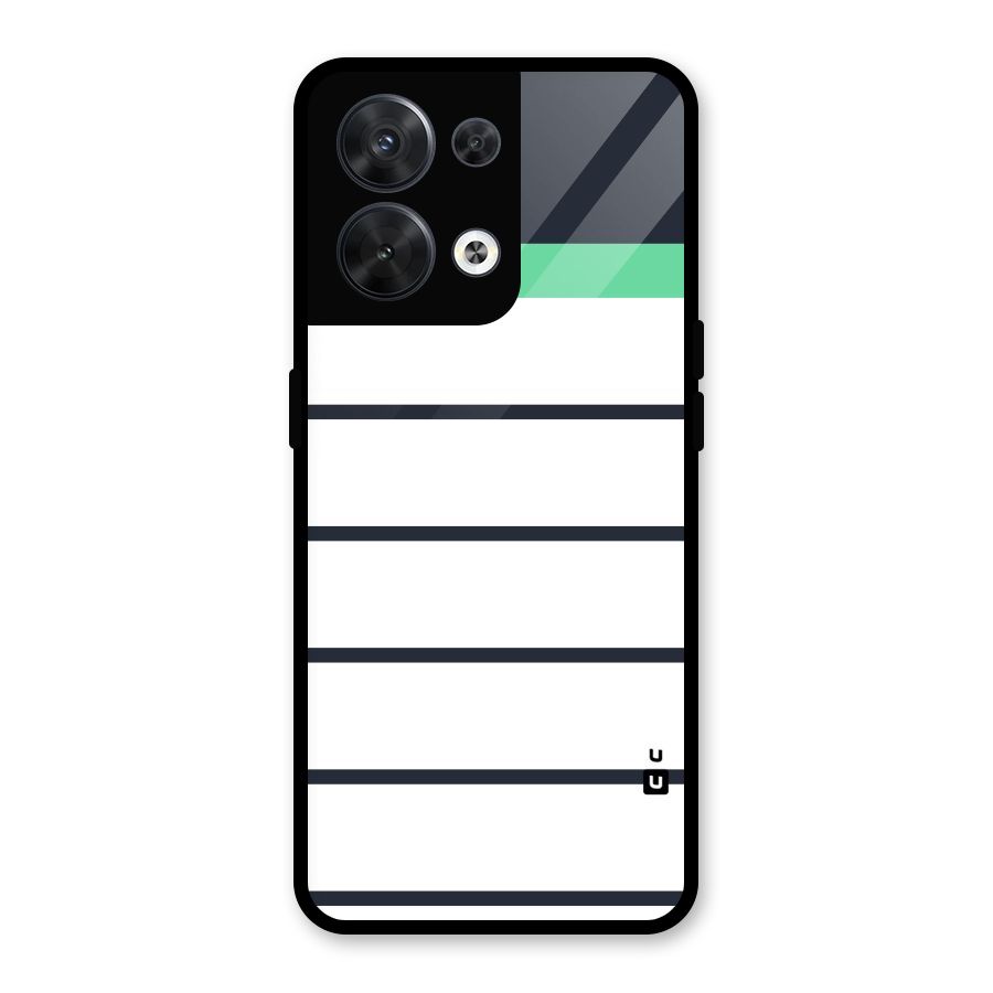 White and Simple Stripes Glass Back Case for Oppo Reno8 5G
