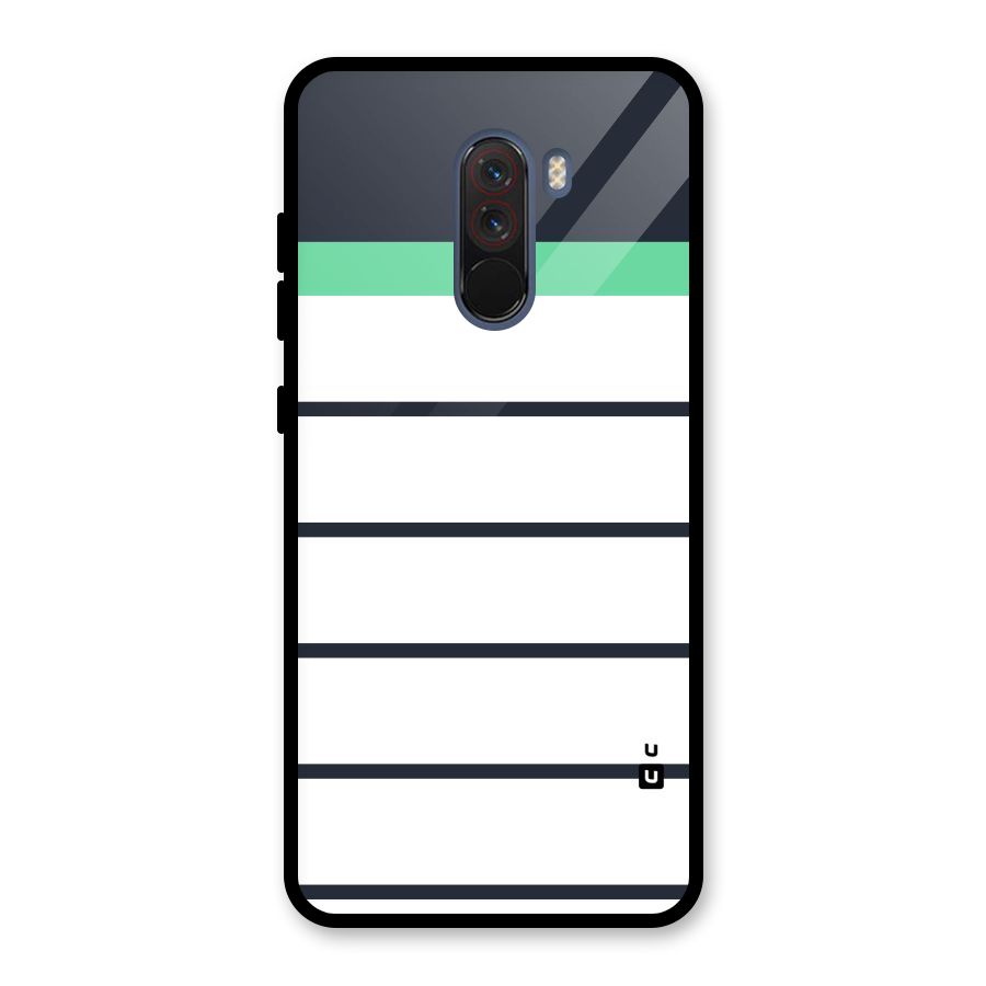 White and Simple Stripes Glass Back Case for Poco F1