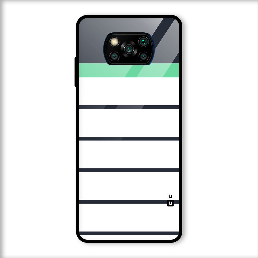 White and Simple Stripes Glass Back Case for Poco X3