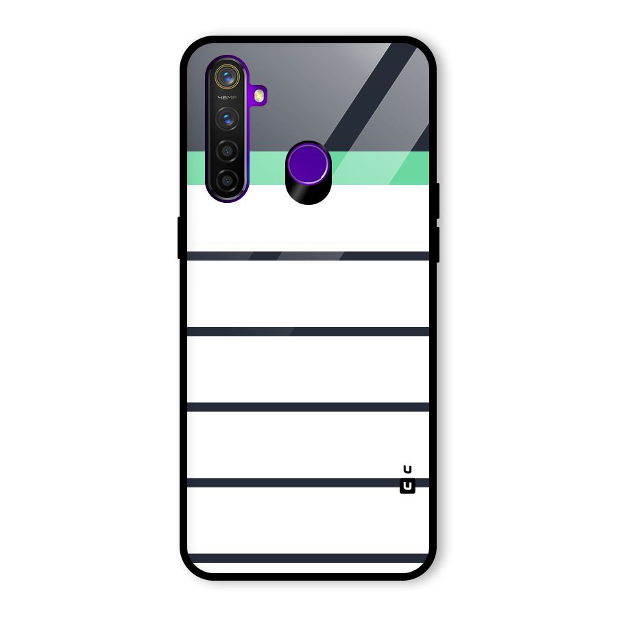 White and Simple Stripes Glass Back Case for Realme 5 Pro