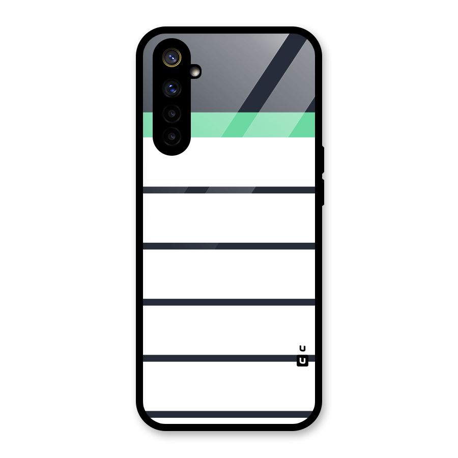 White and Simple Stripes Glass Back Case for Realme 6