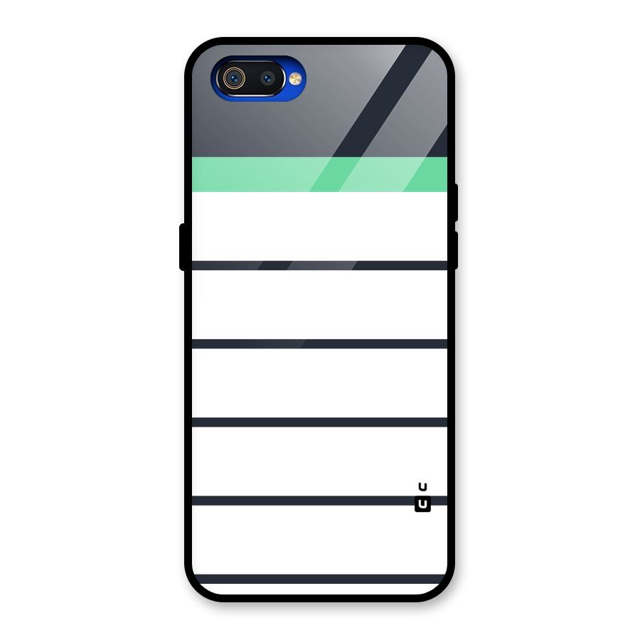White and Simple Stripes Glass Back Case for Realme C2