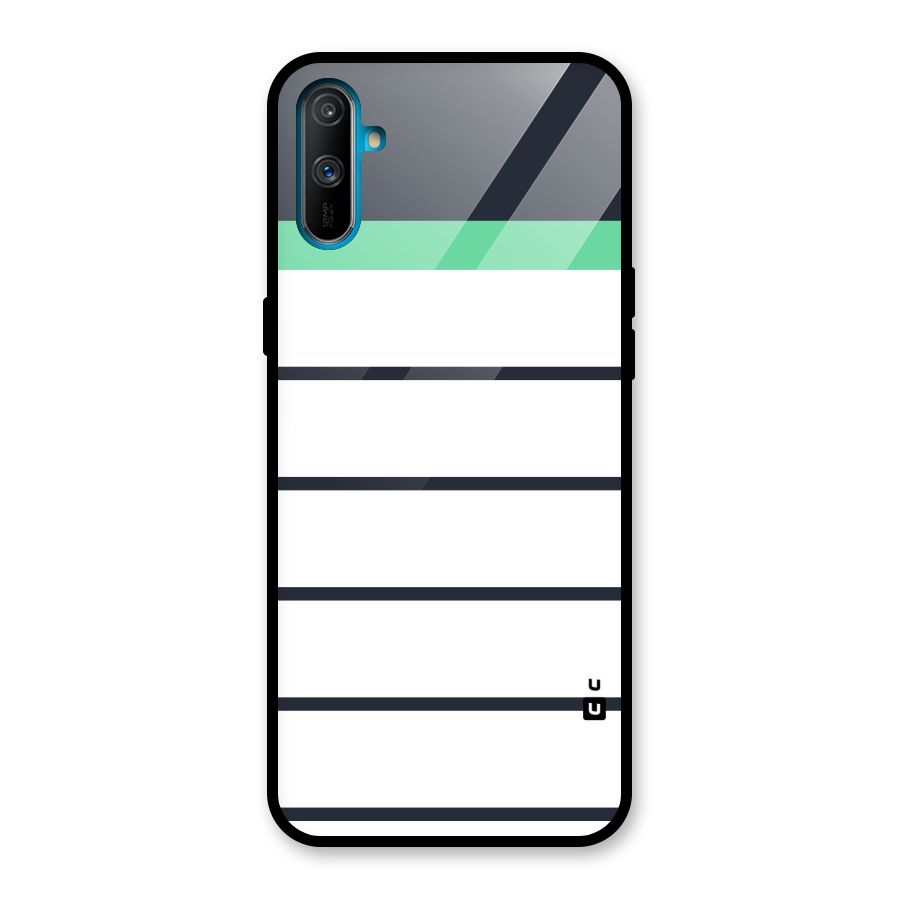 White and Simple Stripes Glass Back Case for Realme C3