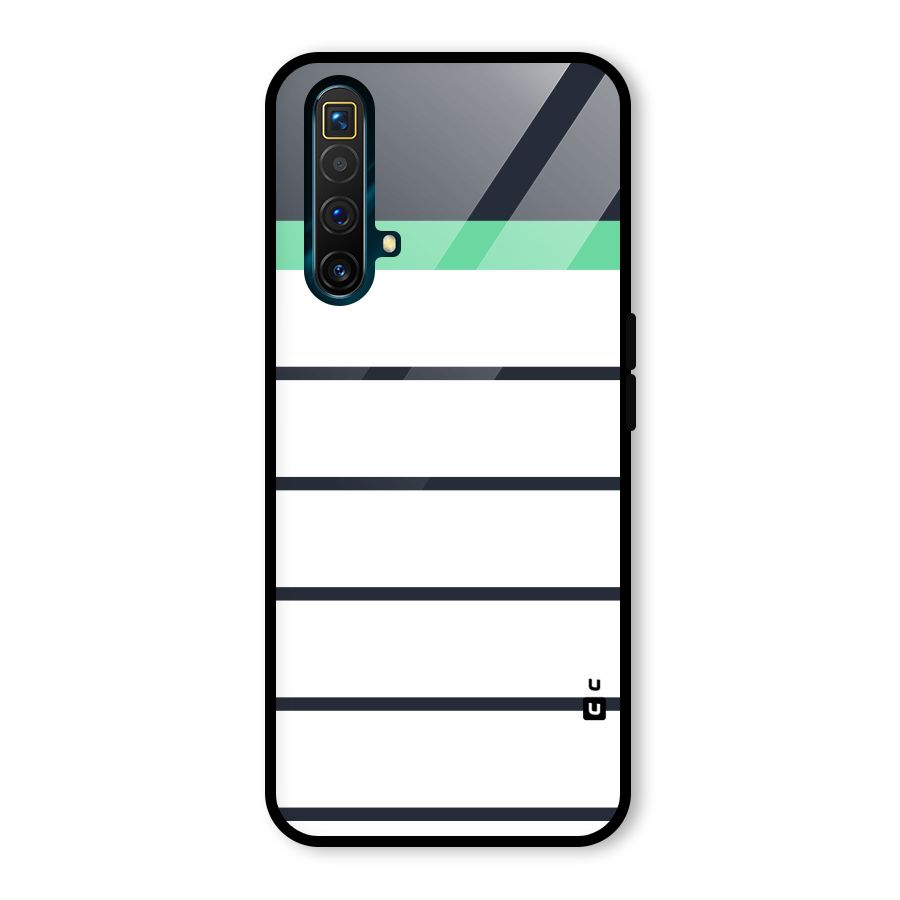 White and Simple Stripes Glass Back Case for Realme X3 SuperZoom