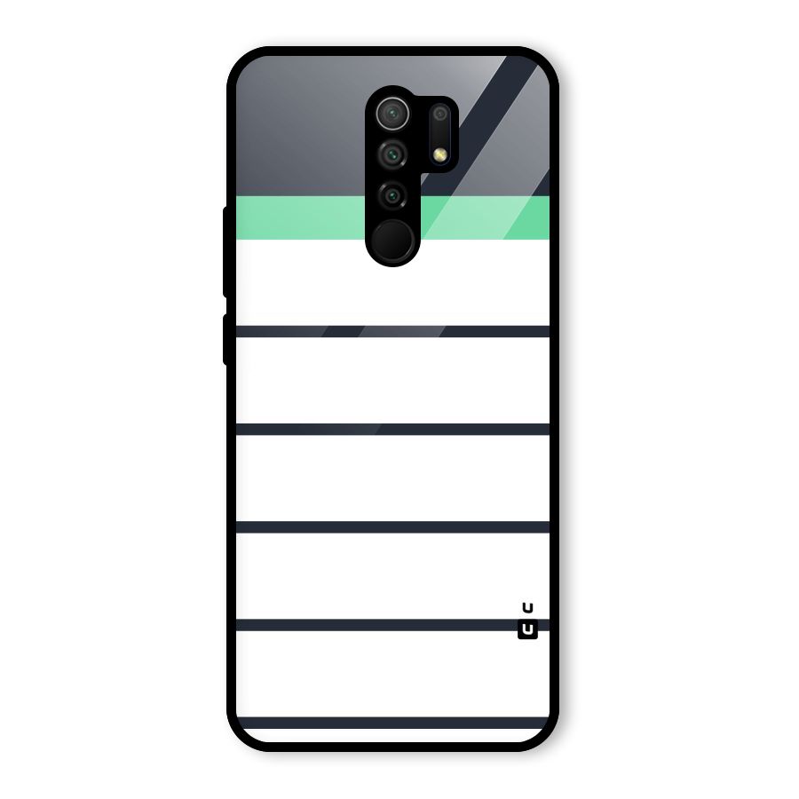 White and Simple Stripes Glass Back Case for Redmi 9 Prime