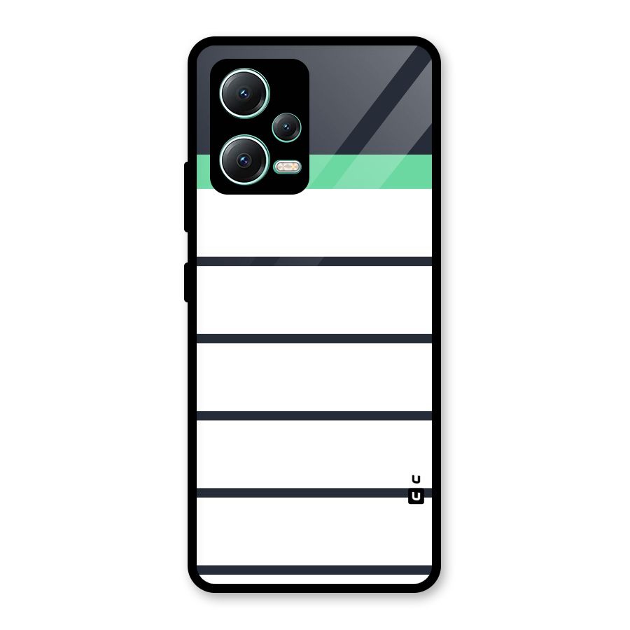 White and Simple Stripes Glass Back Case for Redmi Note 12 5G