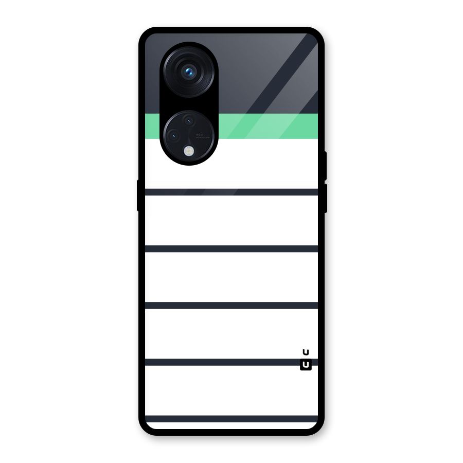 White and Simple Stripes Glass Back Case for Reno8 T 5G